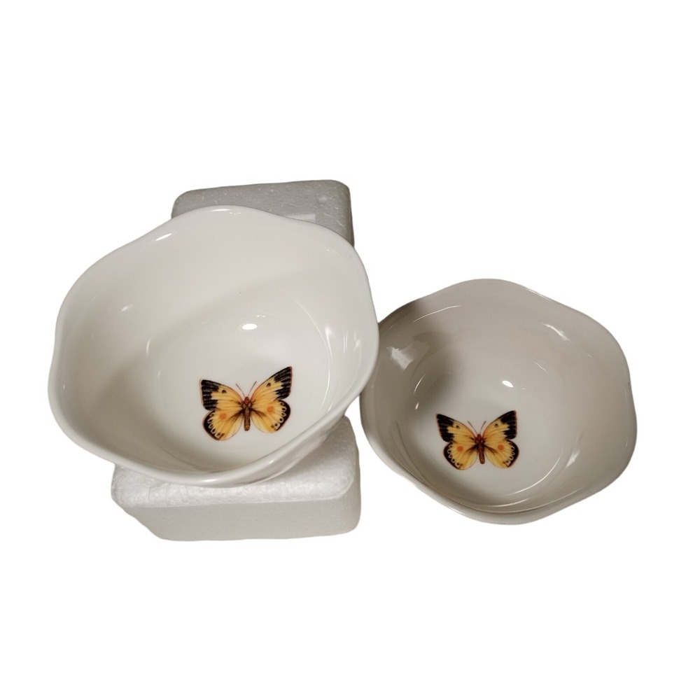 2 Lenox Butterfly Meadow Laura Le Luyer  Flutter Flower Ice Cream Rice Bowl 4.7" - Picture 2 of 6